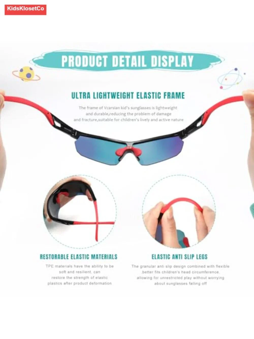 Polarized Baseball Sunglasses for Kids Youth Sports Goggles UV Protection